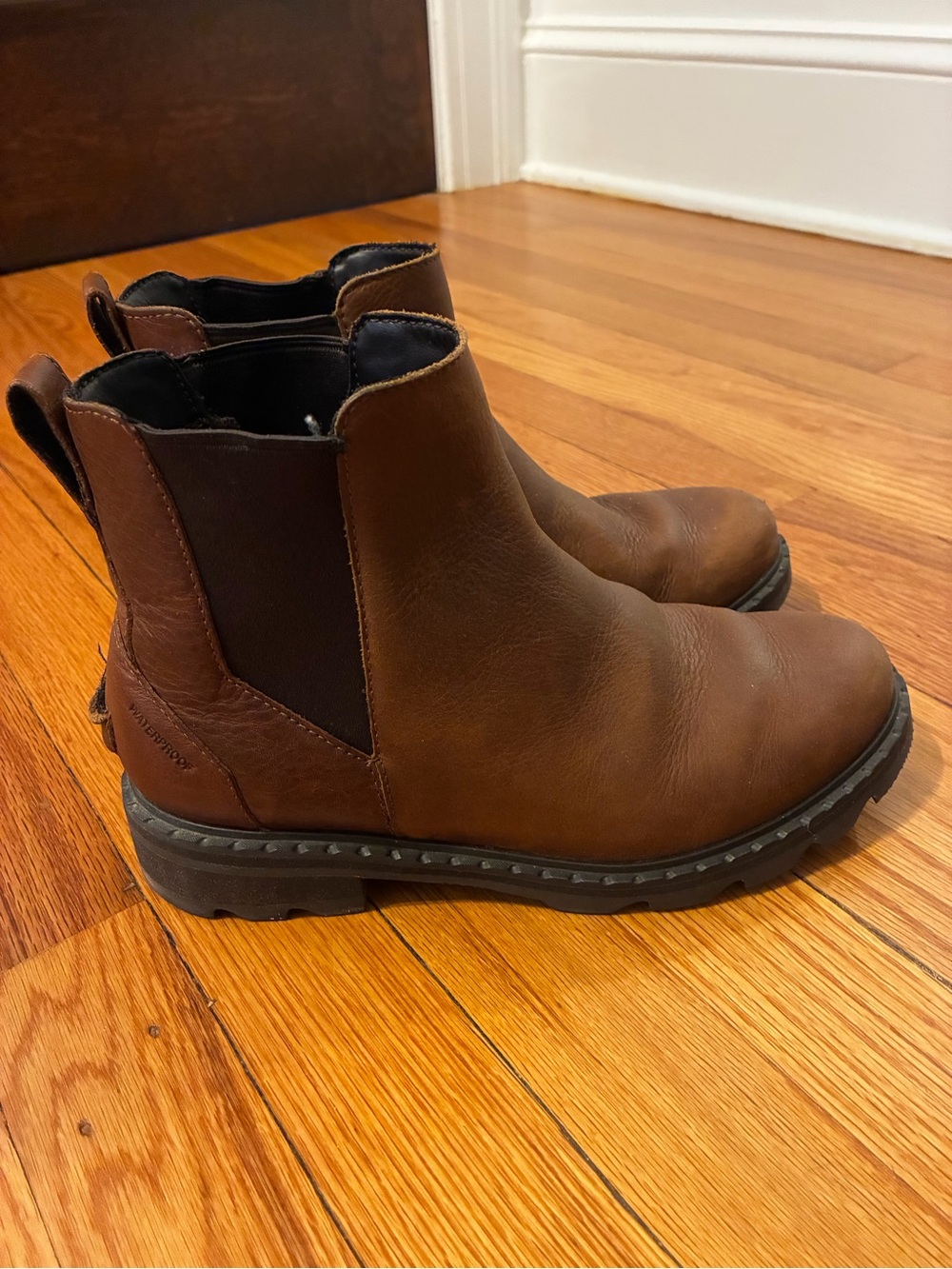 Sorel Lennox Chelsea Boots Velvet Tan Brown Leather Size 8 - Picture 7 of 8